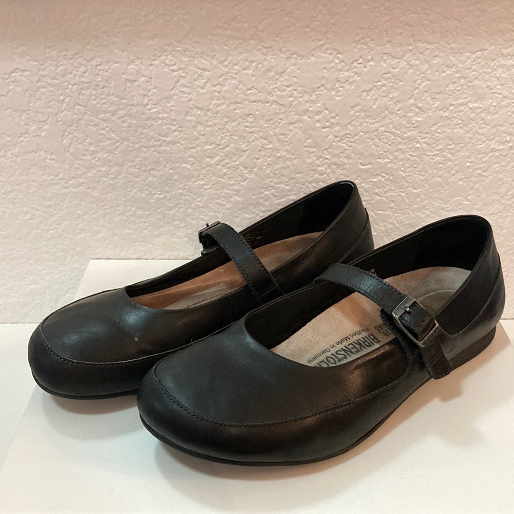 Birkenstock Womens Black Leather Mary Jane Shoe